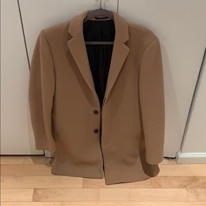 SELECTED HOMME Beige Wool Overcoat Size: M